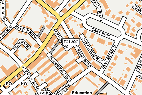 TQ1 3QG map - OS OpenMap – Local (Ordnance Survey)