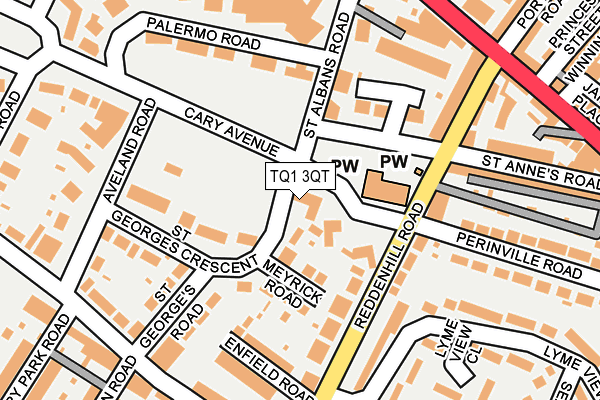 TQ1 3QT map - OS OpenMap – Local (Ordnance Survey)