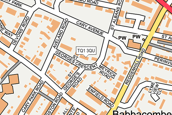 TQ1 3QU map - OS OpenMap – Local (Ordnance Survey)