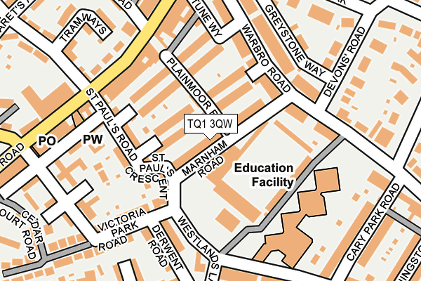 TQ1 3QW map - OS OpenMap – Local (Ordnance Survey)