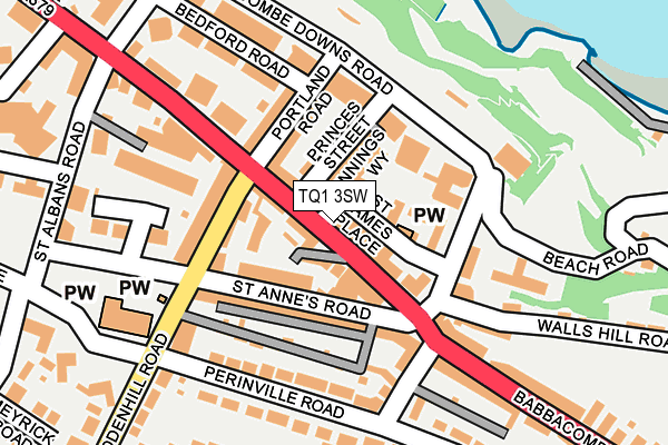 TQ1 3SW map - OS OpenMap – Local (Ordnance Survey)
