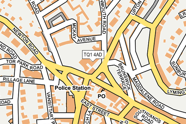 TQ1 4AD map - OS OpenMap – Local (Ordnance Survey)