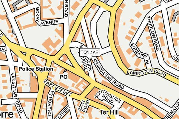 TQ1 4AE map - OS OpenMap – Local (Ordnance Survey)