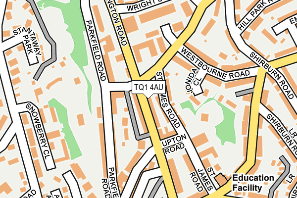 TQ1 4AU map - OS OpenMap – Local (Ordnance Survey)
