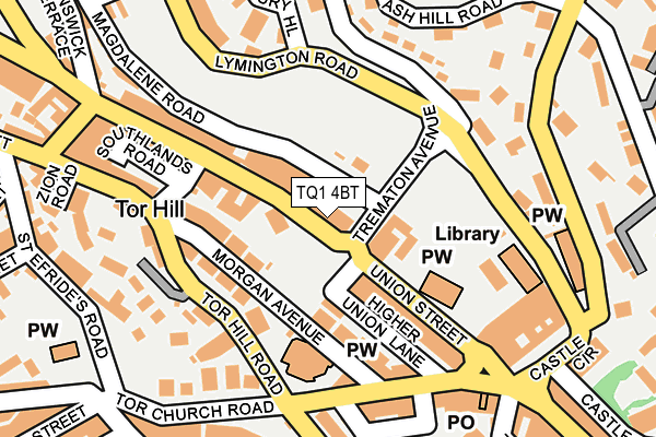 TQ1 4BT map - OS OpenMap – Local (Ordnance Survey)