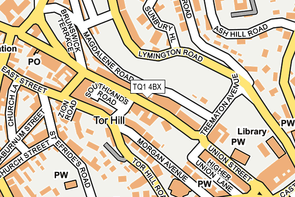 TQ1 4BX map - OS OpenMap – Local (Ordnance Survey)