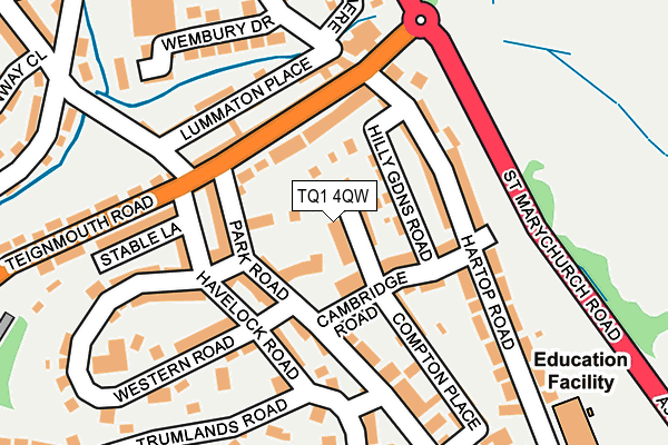 TQ1 4QW map - OS OpenMap – Local (Ordnance Survey)