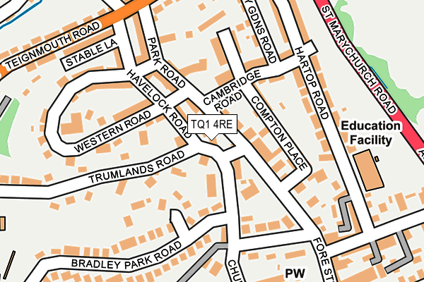 TQ1 4RE map - OS OpenMap – Local (Ordnance Survey)