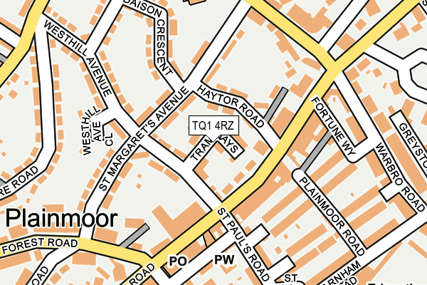 TQ1 4RZ map - OS OpenMap – Local (Ordnance Survey)