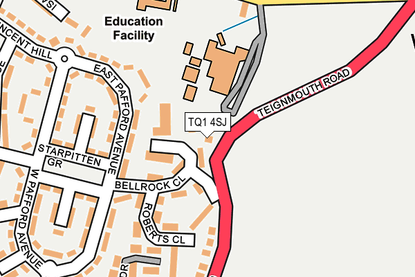 TQ1 4SJ map - OS OpenMap – Local (Ordnance Survey)