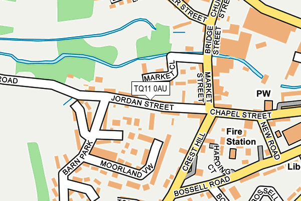 TQ11 0AU map - OS OpenMap – Local (Ordnance Survey)