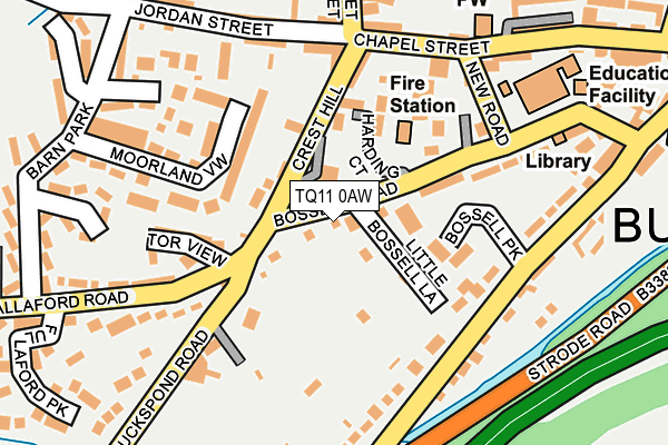TQ11 0AW map - OS OpenMap – Local (Ordnance Survey)