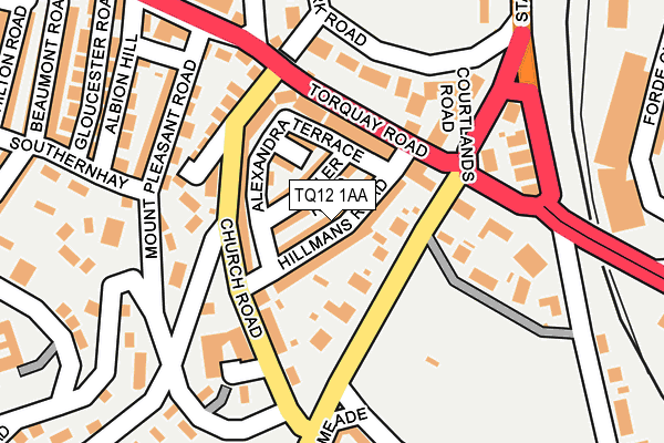 TQ12 1AA map - OS OpenMap – Local (Ordnance Survey)