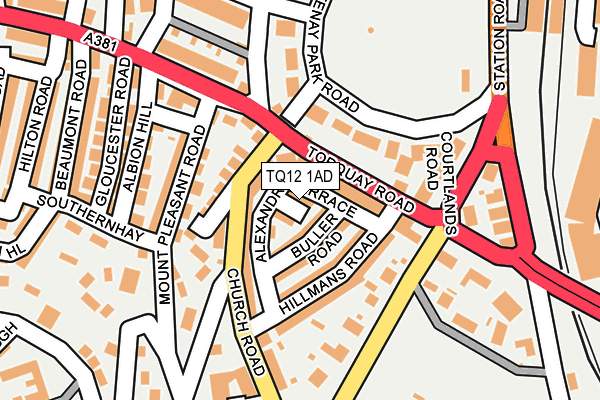 TQ12 1AD map - OS OpenMap – Local (Ordnance Survey)