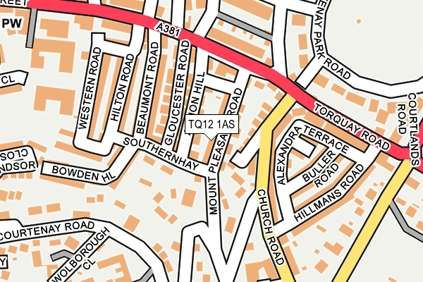 TQ12 1AS map - OS OpenMap – Local (Ordnance Survey)