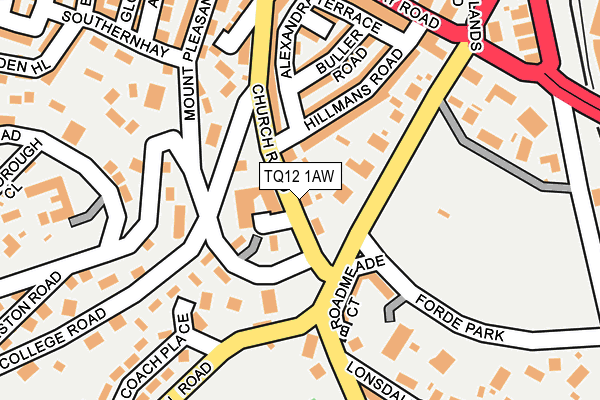 TQ12 1AW map - OS OpenMap – Local (Ordnance Survey)