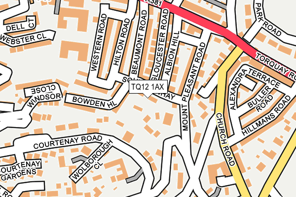 TQ12 1AX map - OS OpenMap – Local (Ordnance Survey)