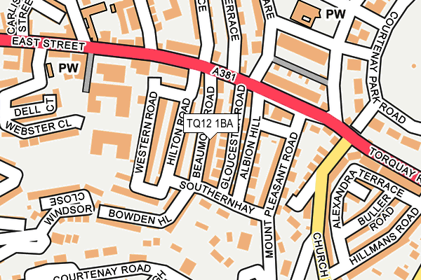 TQ12 1BA map - OS OpenMap – Local (Ordnance Survey)