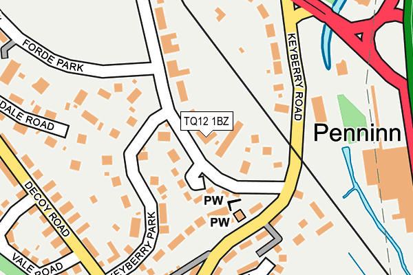 TQ12 1BZ map - OS OpenMap – Local (Ordnance Survey)