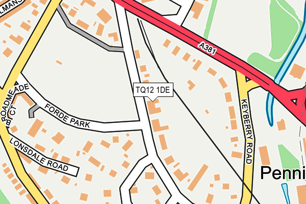 TQ12 1DE map - OS OpenMap – Local (Ordnance Survey)