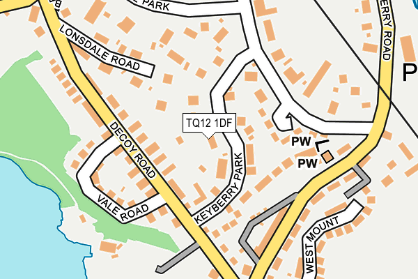 TQ12 1DF map - OS OpenMap – Local (Ordnance Survey)