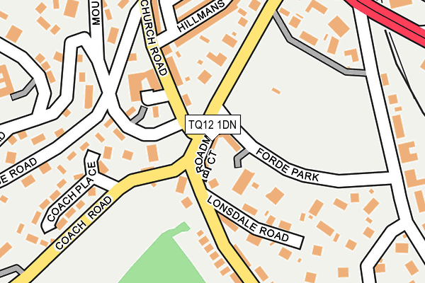 TQ12 1DN map - OS OpenMap – Local (Ordnance Survey)