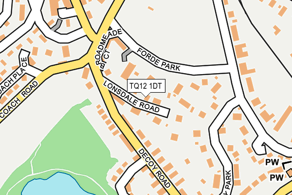 TQ12 1DT map - OS OpenMap – Local (Ordnance Survey)