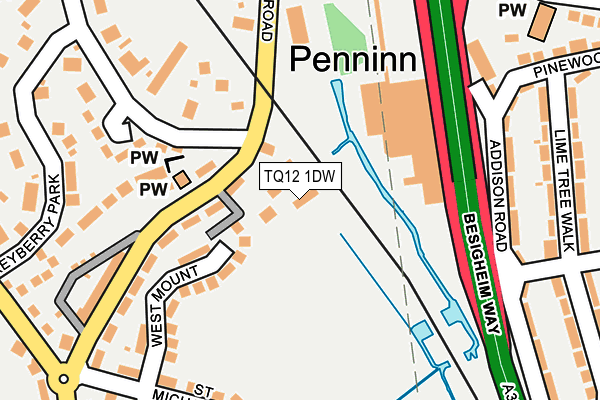 TQ12 1DW map - OS OpenMap – Local (Ordnance Survey)