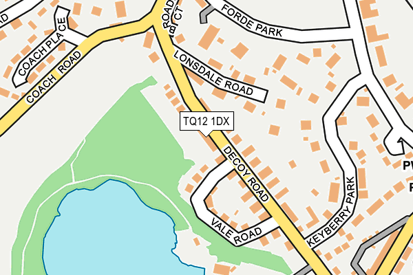 TQ12 1DX map - OS OpenMap – Local (Ordnance Survey)