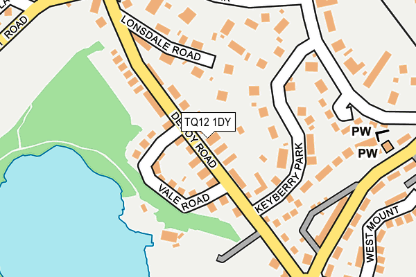 TQ12 1DY map - OS OpenMap – Local (Ordnance Survey)