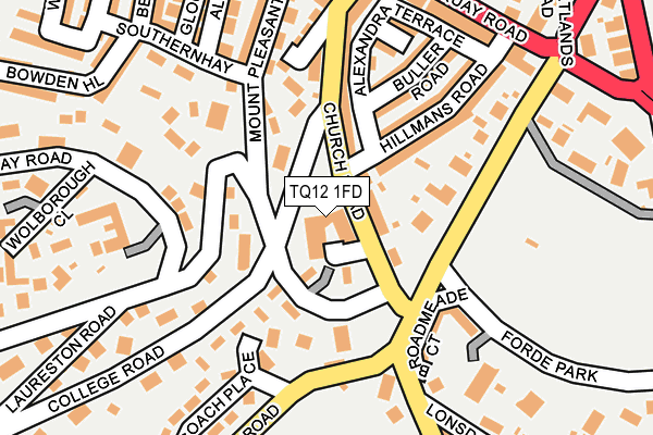 TQ12 1FD map - OS OpenMap – Local (Ordnance Survey)