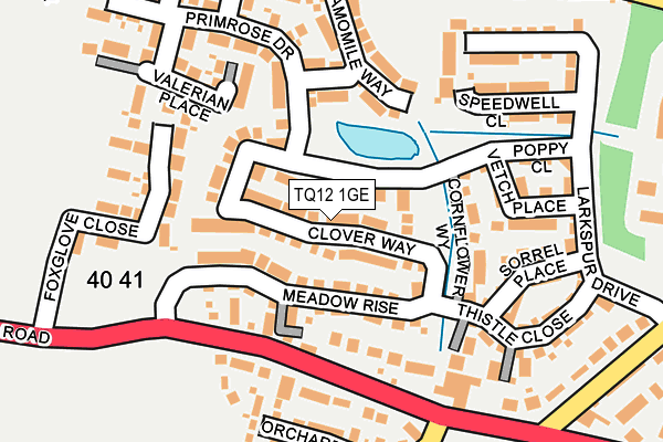 TQ12 1GE map - OS OpenMap – Local (Ordnance Survey)