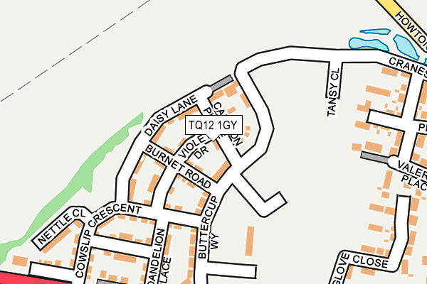 TQ12 1GY map - OS OpenMap – Local (Ordnance Survey)