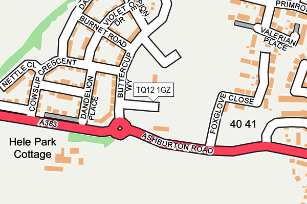 TQ12 1GZ map - OS OpenMap – Local (Ordnance Survey)