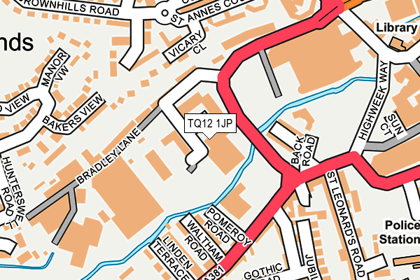 TQ12 1JP map - OS OpenMap – Local (Ordnance Survey)