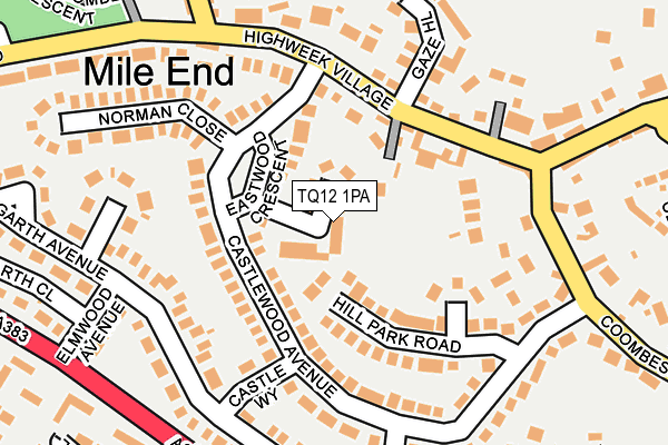 TQ12 1PA map - OS OpenMap – Local (Ordnance Survey)