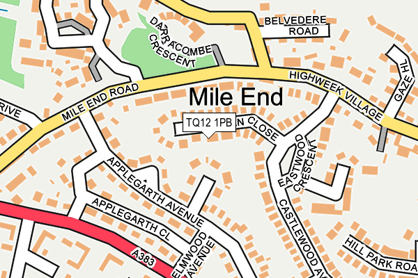 TQ12 1PB map - OS OpenMap – Local (Ordnance Survey)