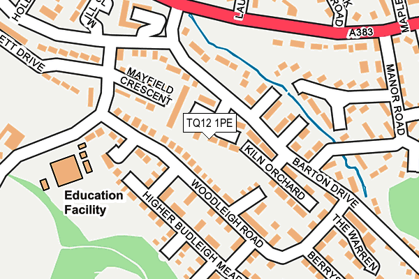 TQ12 1PE map - OS OpenMap – Local (Ordnance Survey)