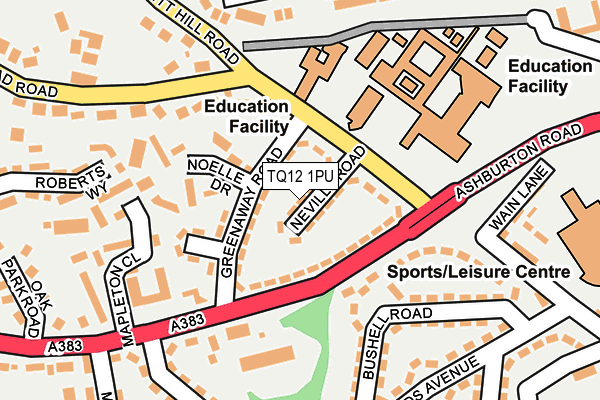 TQ12 1PU map - OS OpenMap – Local (Ordnance Survey)