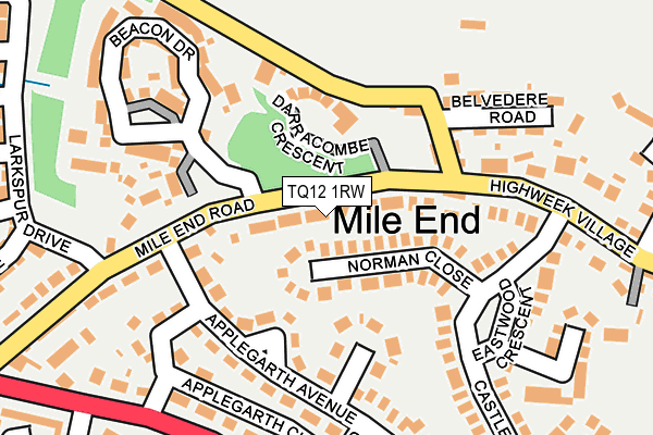 TQ12 1RW map - OS OpenMap – Local (Ordnance Survey)