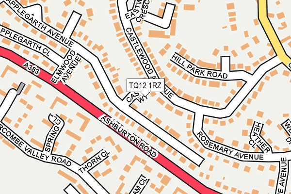 TQ12 1RZ map - OS OpenMap – Local (Ordnance Survey)