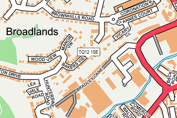 TQ12 1SE map - OS OpenMap – Local (Ordnance Survey)