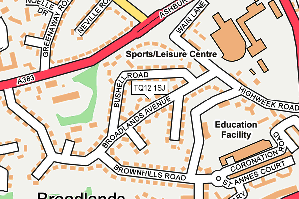 TQ12 1SJ map - OS OpenMap – Local (Ordnance Survey)