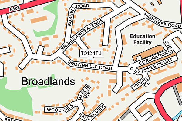 TQ12 1TU map - OS OpenMap – Local (Ordnance Survey)