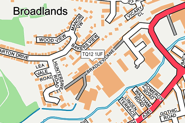 TQ12 1UF map - OS OpenMap – Local (Ordnance Survey)