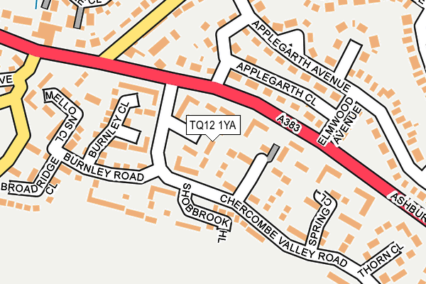 TQ12 1YA map - OS OpenMap – Local (Ordnance Survey)