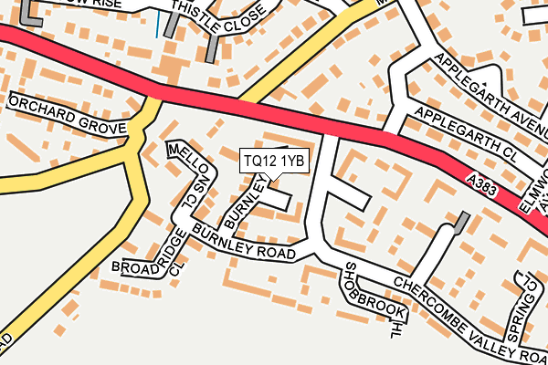 TQ12 1YB map - OS OpenMap – Local (Ordnance Survey)