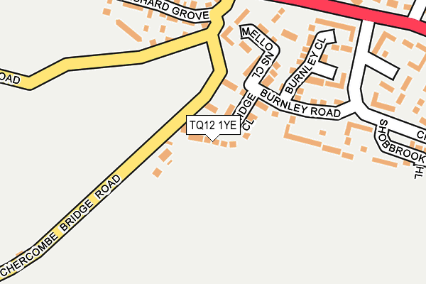TQ12 1YE map - OS OpenMap – Local (Ordnance Survey)