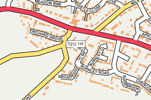 TQ12 1YF map - OS OpenMap – Local (Ordnance Survey)