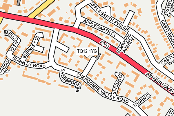 TQ12 1YG map - OS OpenMap – Local (Ordnance Survey)